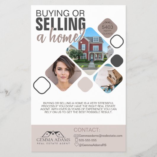 Real Estate Flyer - Koop of verkoop uw huis | Cust (Voorkant)