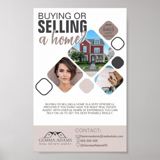 Real Estate Flyer - Koop of verkoop uw huis | Cust Poster (Voorkant)