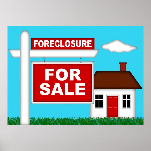 Real Estate Foreclosation for Sale Sign with House Poster (Voorkant)