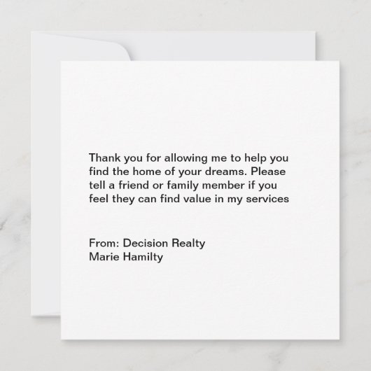 Real Estate Foto bedankt kaarten (Achterkant)