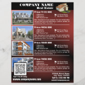 Real Estate - Glanzende QR code flyer - Rood (QR45 (Voorkant)