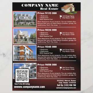Real Estate - Glanzende QR code flyer - Rood (QR45