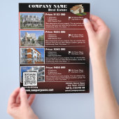 Real Estate - Glanzende QR code flyer - Rood (QR45 (Hand)