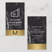 Real Estate Gouden Metaal Trim Monogram | Marmer Visitekaartje (Voorkant / Achterkant)