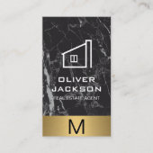 Real Estate Gouden Metaal Trim Monogram | Marmer Visitekaartje (Voorkant)