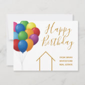 Real Estate Happy Birthday-ballonnen Elegant Gold Kaart (Voorkant)