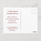 Real Estate Hartelijk dank Bedrijfsverwijzing herf Briefkaart (Achterkant)