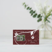 Real Estate Home Damask Visitekaartje Floral Red (Staand voorkant)