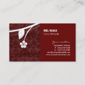Real Estate Home Damask Visitekaartje Floral Red (Achterkant)