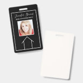 Real Estate House Black White Custom Realtor Badge (Voor- en achterkant)