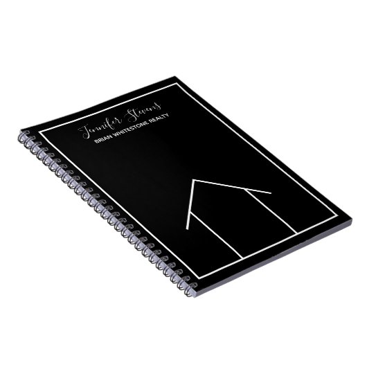 Real Estate House Black White Custom Realtor Notitieboek (Rechterzijde)