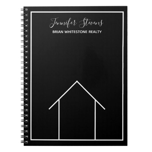 Real Estate House Black White Custom Realtor Notitieboek (Voorkant)