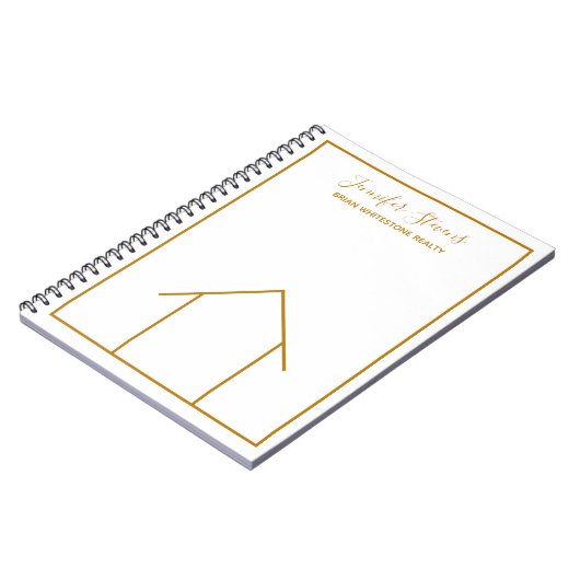 Real Estate House Chic Gold White Custom Realtor Notitieboek (Linkerzijde)
