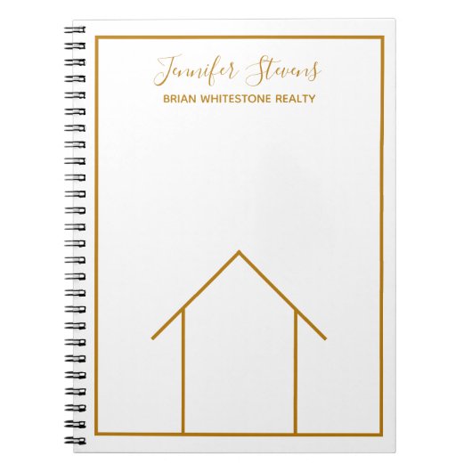 Real Estate House Chic Gold White Custom Realtor Notitieboek (Voorkant)