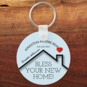 Real Estate House Heart Custom Realtor Business Ke Sleutelhanger (Voorkant)