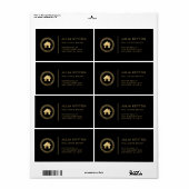 Real Estate House Logo Black Gold Shipping Etiket (Full Sheet)