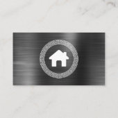 Real Estate House Logo Greek Key Frame Charcoal Visitekaartje (Achterkant)