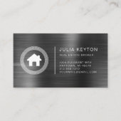 Real Estate House Logo Greek Key Frame Charcoal Visitekaartje (Voorkant)