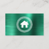 Real Estate House Logo Greek Key Frame Green Visitekaartje (Achterkant)