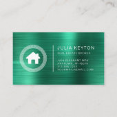 Real Estate House Logo Greek Key Frame Green Visitekaartje (Voorkant)