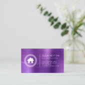 Real Estate House Logo Greek Key Frame Purple Visitekaartje (Staand voorkant)