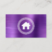 Real Estate House Logo Greek Key Frame Purple Visitekaartje (Achterkant)