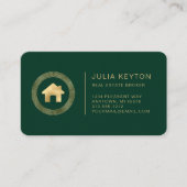Real Estate House Logo Green Gold Rounded Visitekaartje (Voorkant)