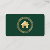 Real Estate House Logo Green Gold Rounded Visitekaartje (Achterkant)