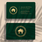 Real Estate House Logo Green Gold Rounded Visitekaartje