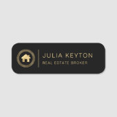 Real Estate House Logo Griekse Key Lijst Black Gol Naamplaatje (Voorkant)