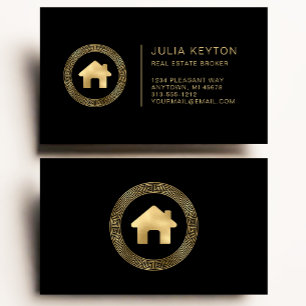 Real Estate House Logo Griekse Key Lijst Black Gol Visitekaartje