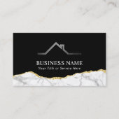 Real Estate House Roof Logo Modern Gold Marble Visitekaartje (Voorkant)