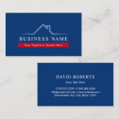 Real Estate House Roof Logo Navy Blue Realtor Visitekaartje (Voorkant / Achterkant)