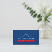 Real Estate House Roof Logo Navy Blue Realtor Visitekaartje (Staand voorkant)