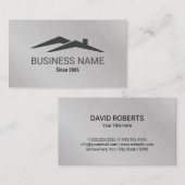 Real Estate House Roof Logo Realtor Metallic Visitekaartje (Voorkant / Achterkant)