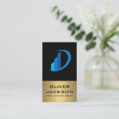 Real Estate Icon | Goud metaal Visitekaartje (Staand voorkant)