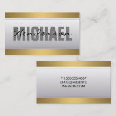 Real Estate Icon | Goudmetaalstrim | Stitched Visitekaartje (Voorkant / Achterkant)