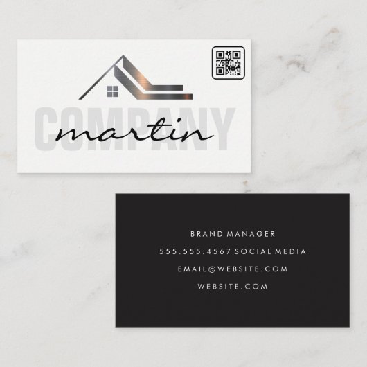 Real Estate Icon | QR-code Visitekaartje (Voorkant / Achterkant)