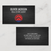 Real Estate Icon | Slank zwart metallisch Visitekaartje (Voorkant / Achterkant)