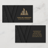 Real Estate Icon | Zwart luxe goud Visitekaartje (Voorkant / Achterkant)