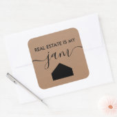 Real Estate is Mijn Jam Gift Label, Realtor, Kraft Vierkante Sticker (Envelop)