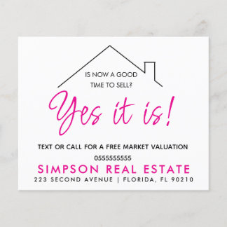 Real Estate Is Now A Good Time To Sell Postcard | Flyer