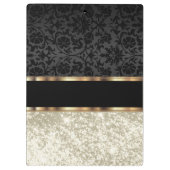 Real Estate - Ivory Glitter en Black Damask Clip Klembord (Achterkant)