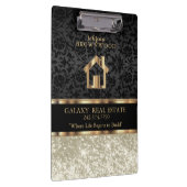 Real Estate - Ivory Glitter en Black Damask Clip Klembord (Rechts)