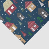 Real Estate Kersthuis Pattern Blue Holiday Tissuepapier (Detail)