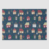 Real Estate Kersthuis Pattern Blue Holiday Tissuepapier (Voorkant)
