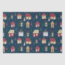 Real Estate Kersthuis Pattern Blue Holiday