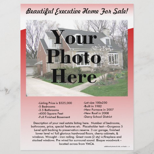 Real Estate Listing Flyer met twee zijden, Red Wav (Voorkant)