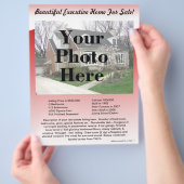 Real Estate Listing Flyer met twee zijden, Red Wav (Hand)