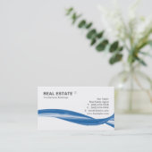 Real Estate Logo Blue Swoosh Modern White Visitekaartje (Staand voorkant)